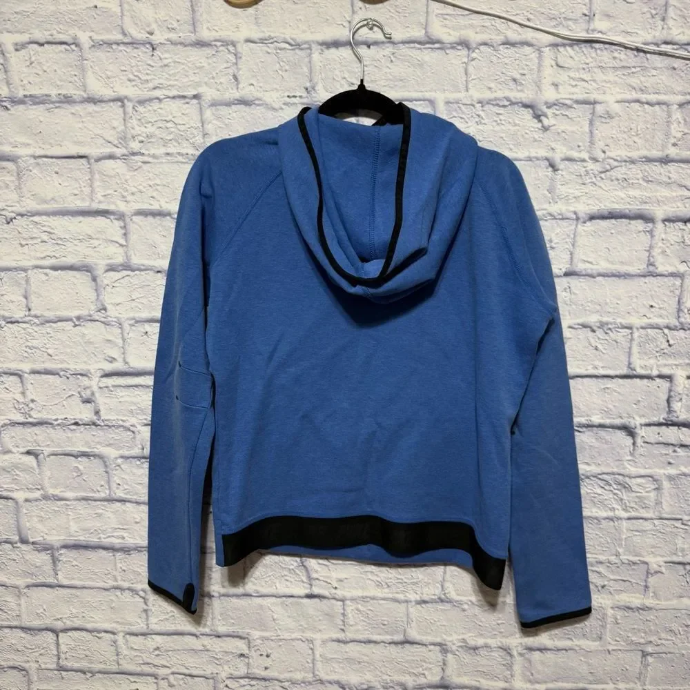WOMEN'S NIKE TECH FLEECE RUNNING PULLOVER BLUE FUNNEL HOODIE SIZE L